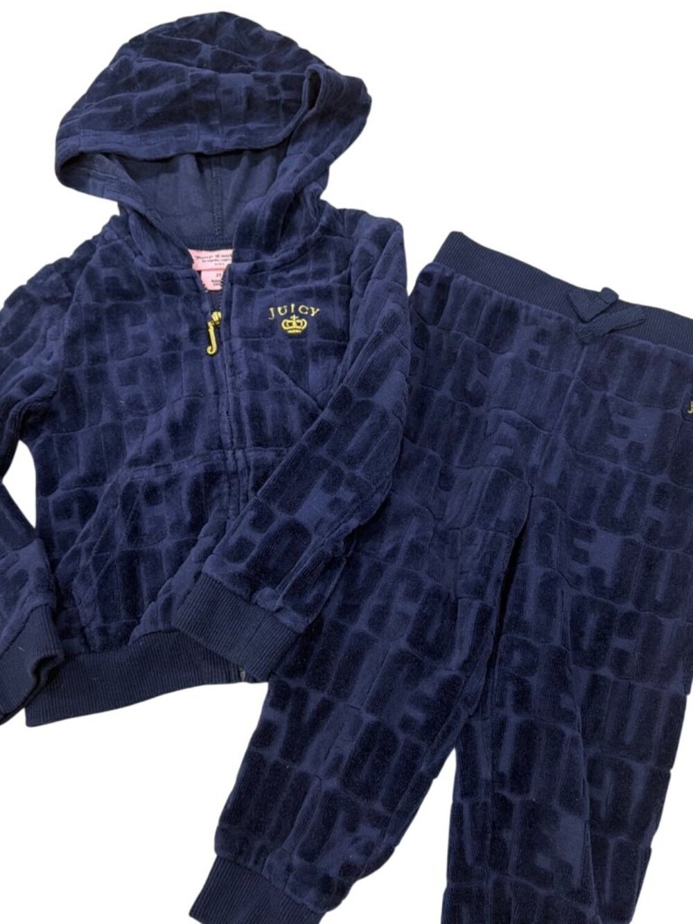 Juicy Couture Kids Velour 2-Piece Tracksuit Navy Hoodie & Joggers 2T